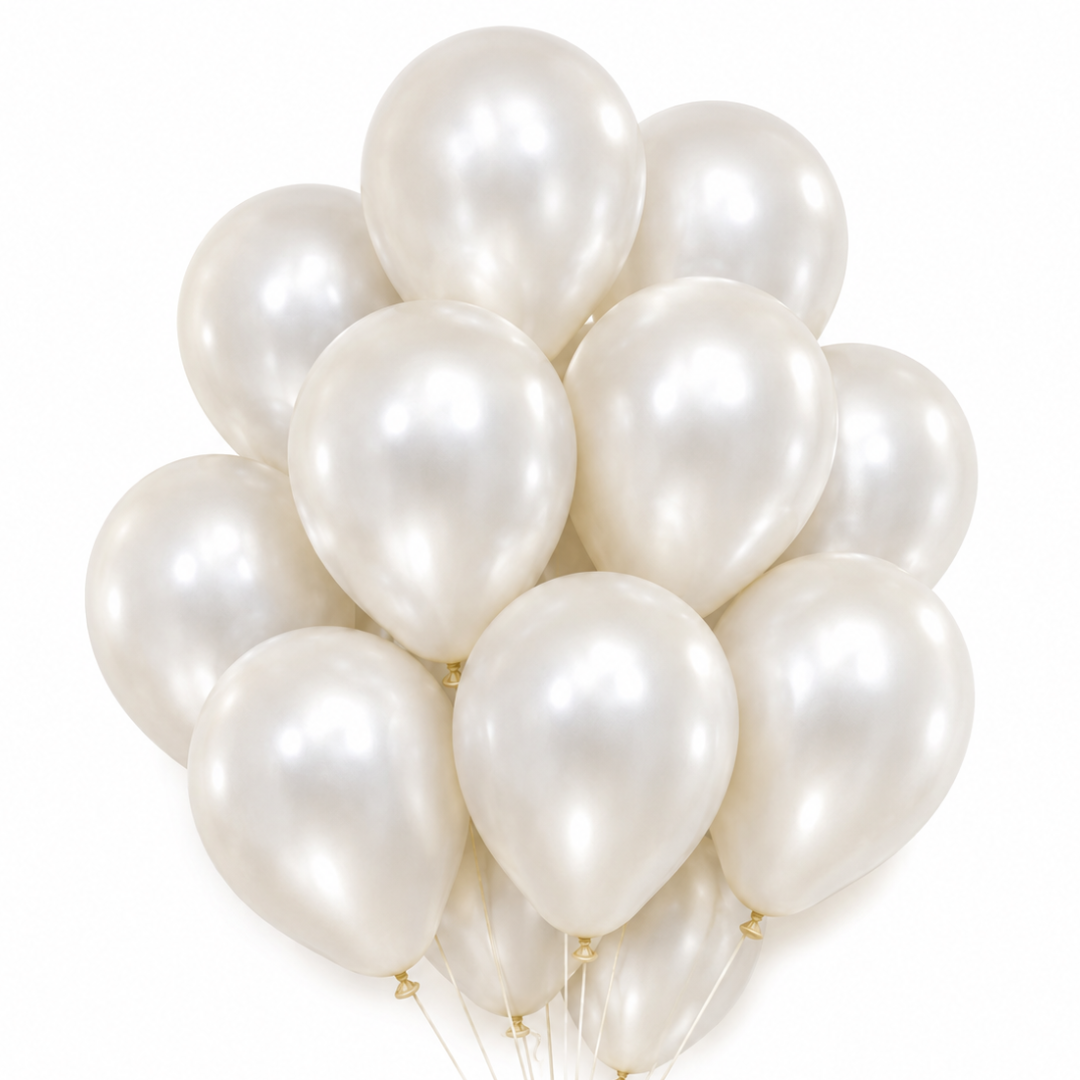 Pearl White Metallic Balloons - 10 inches - Pack fo 50