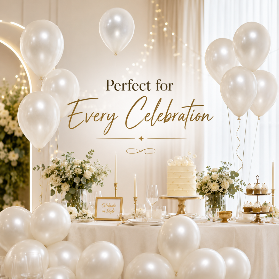 Pearl White Metallic Balloons - 10 inches - Pack fo 50