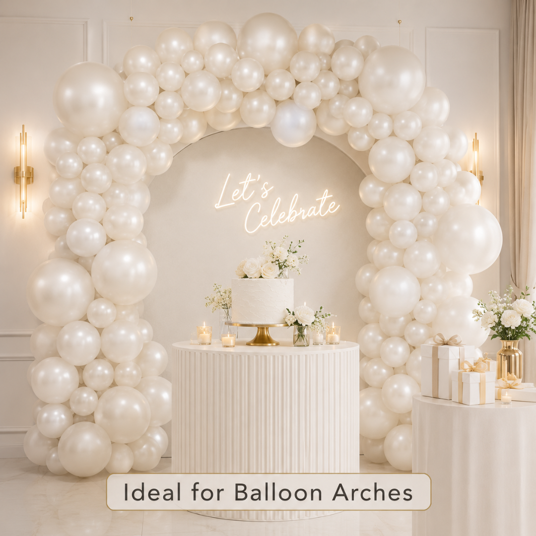Pearl White Metallic Balloons - 10 inches - Pack fo 50