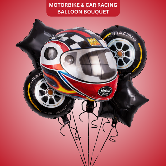 Motorbike & Car Racing Balloon Bouquet - Set of 5