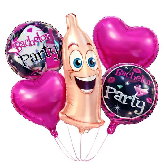 Smiling Condom Shape Foil Balloon Set of 5