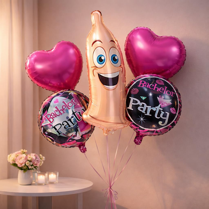 Smiling Condom Shape Foil Balloon Set of 5