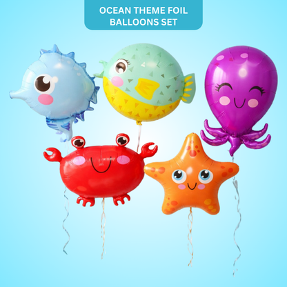 Ocean Theme Foil Balloons Set of 5