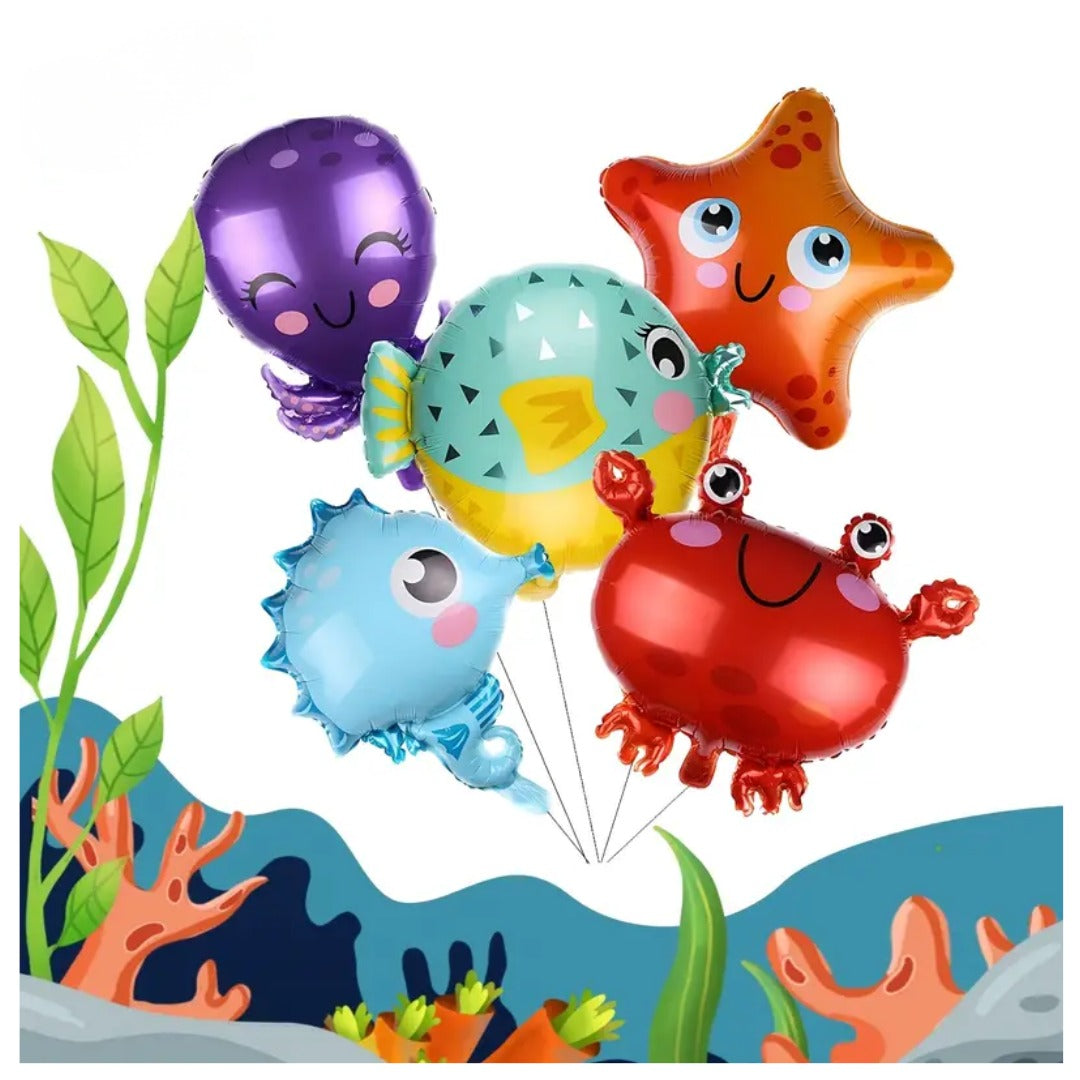 Ocean Theme Foil Balloons Set of 5