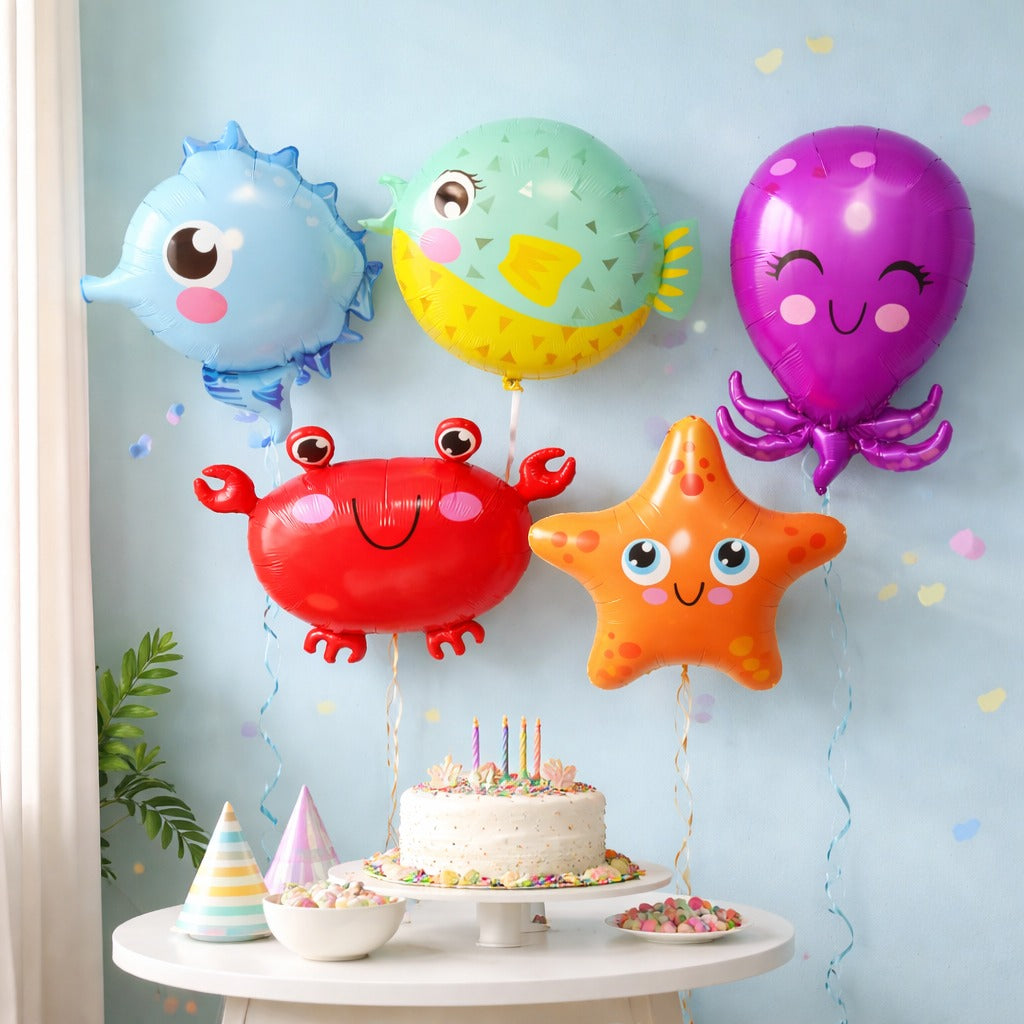 Ocean Theme Foil Balloons Set of 5