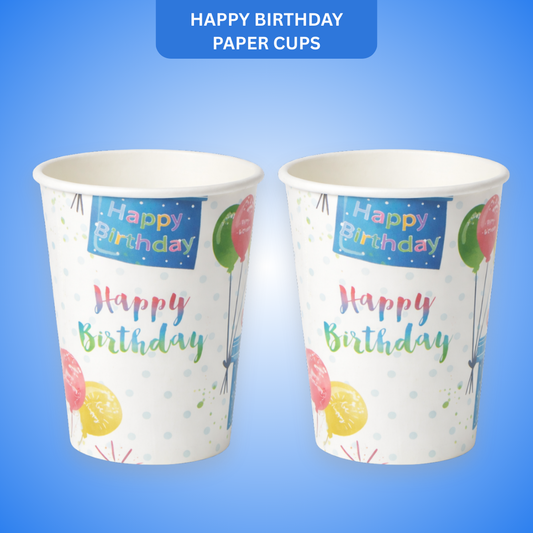 Happy Birthday Gift Boxes and Balloons Paper Cups 350 ML - 10PC