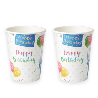 Happy Birthday Gift Boxes and Balloons Paper Cups 350 ML - 10PC