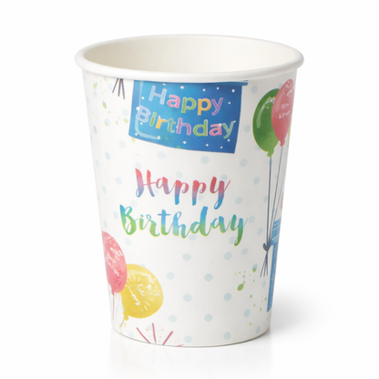 Happy Birthday Gift Boxes and Balloons Paper Cups 350 ML - 10PC