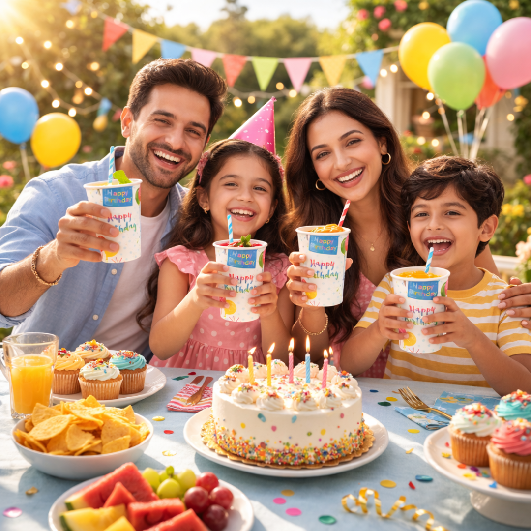 Happy Birthday Gift Boxes and Balloons Paper Cups 350 ML - 10PC