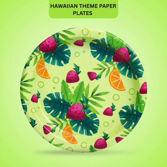 Hawaiian Theme Starter Paper Plates  9 inches - 8PC