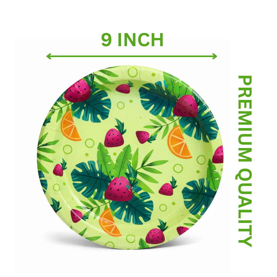 Hawaiian Theme Starter Paper Plates  9 inches - 8PC