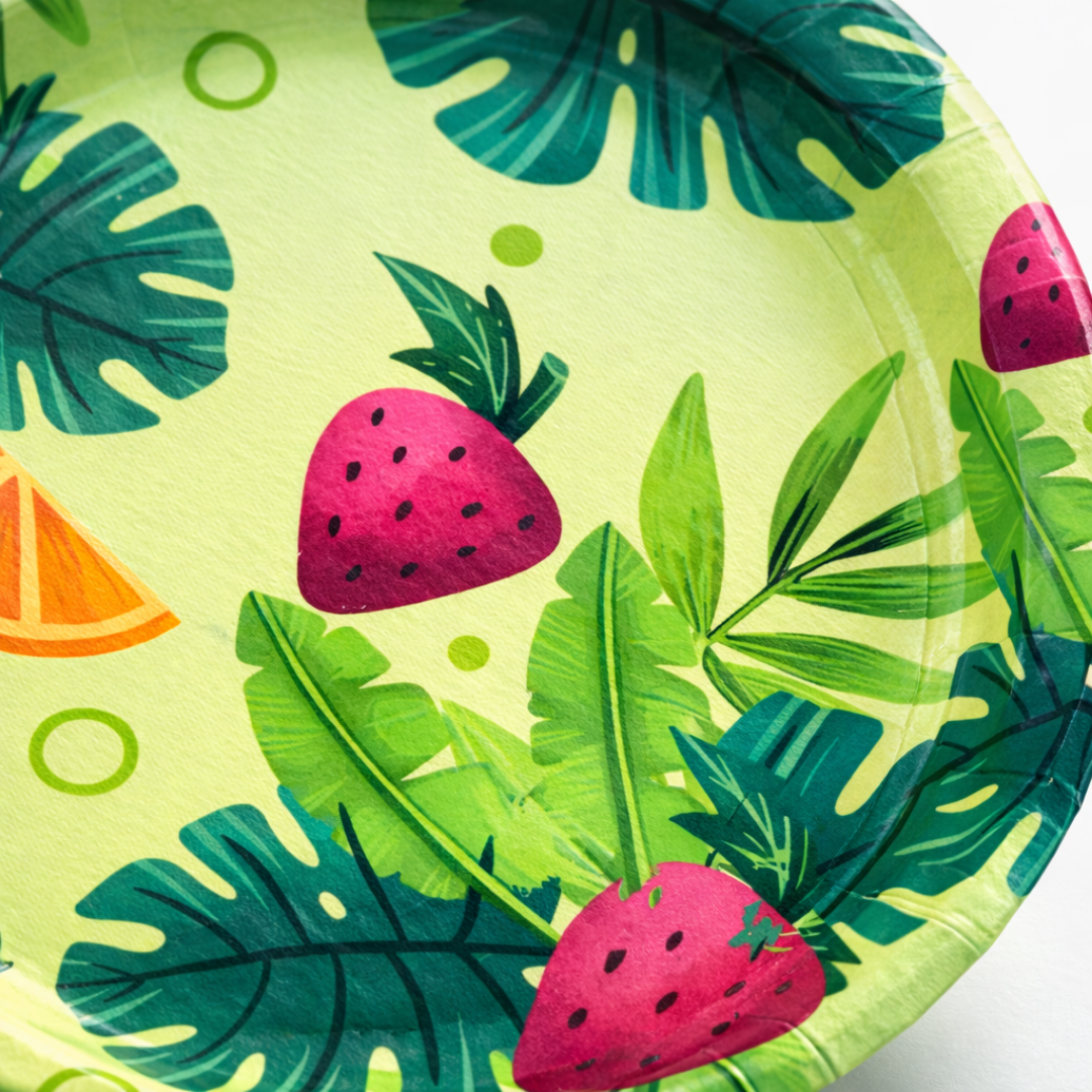 Hawaiian Theme Starter Paper Plates  9 inches - 8PC