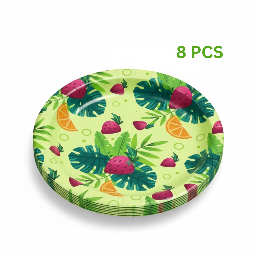 Hawaiian Theme Starter Paper Plates  9 inches - 8PC