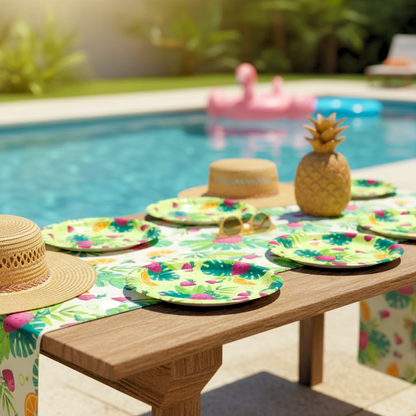 Hawaiian Theme Starter Paper Plates  9 inches - 8PC