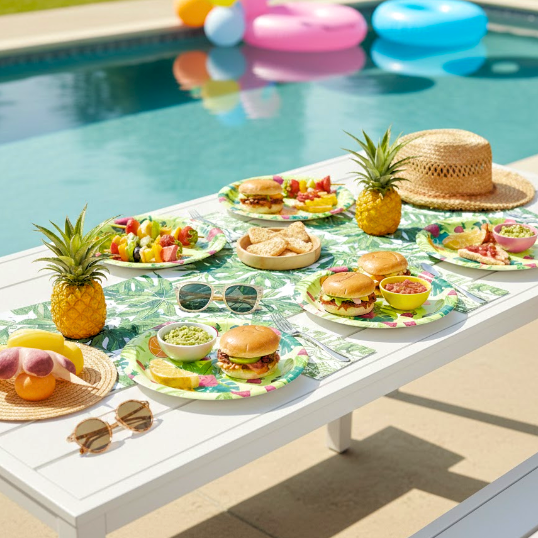 Hawaiian Theme Starter Paper Plates  9 inches - 8PC