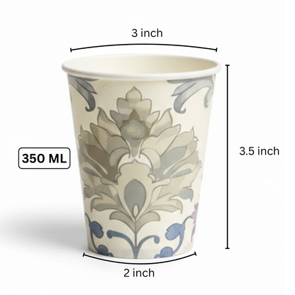 Floral Print Paper Cups 350 ML - 10PC