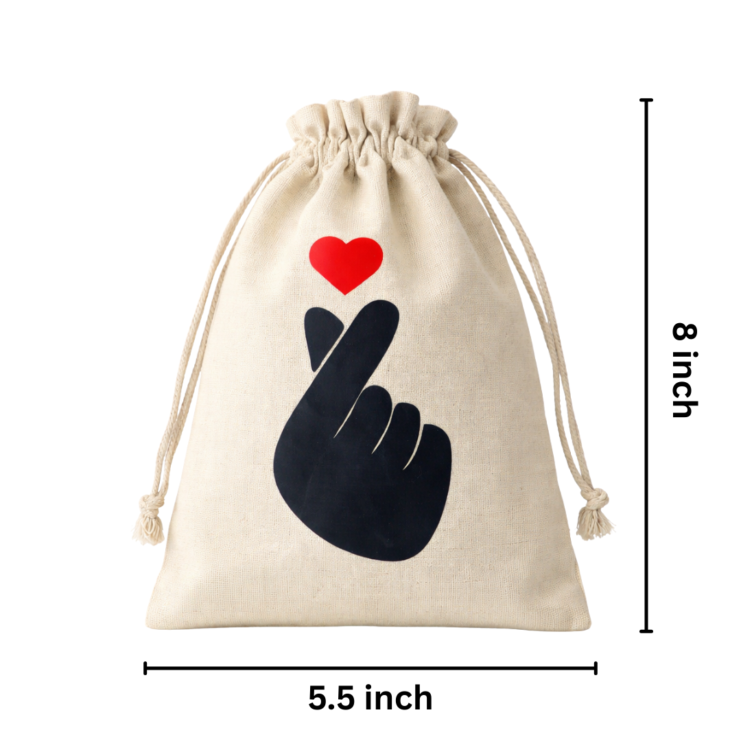 Korean Kawaii Love Hand Sign Potli Return Gift Pouch Bags- Set of 10