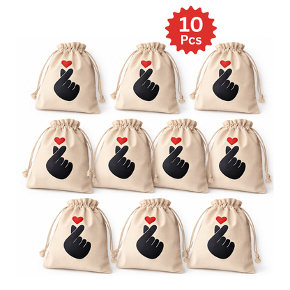 Korean Kawaii Love Hand Sign Potli Return Gift Pouch Bags- Set of 10