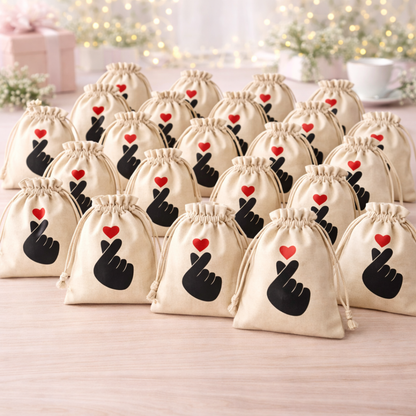 Korean Kawaii Love Hand Sign Potli Return Gift Pouch Bags- Set of 10
