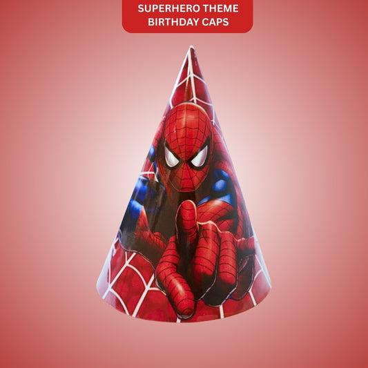Superhero Theme Birthday Caps - 8PC