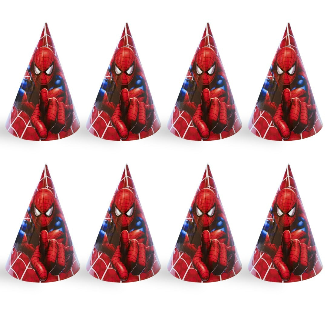 Superhero Theme Birthday Caps - 8PC