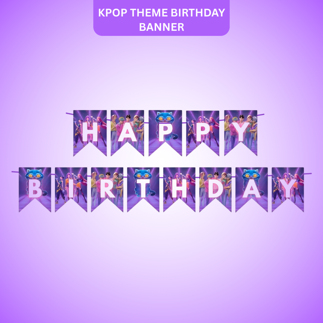 K POP Theme Birthday Banner - 9FT