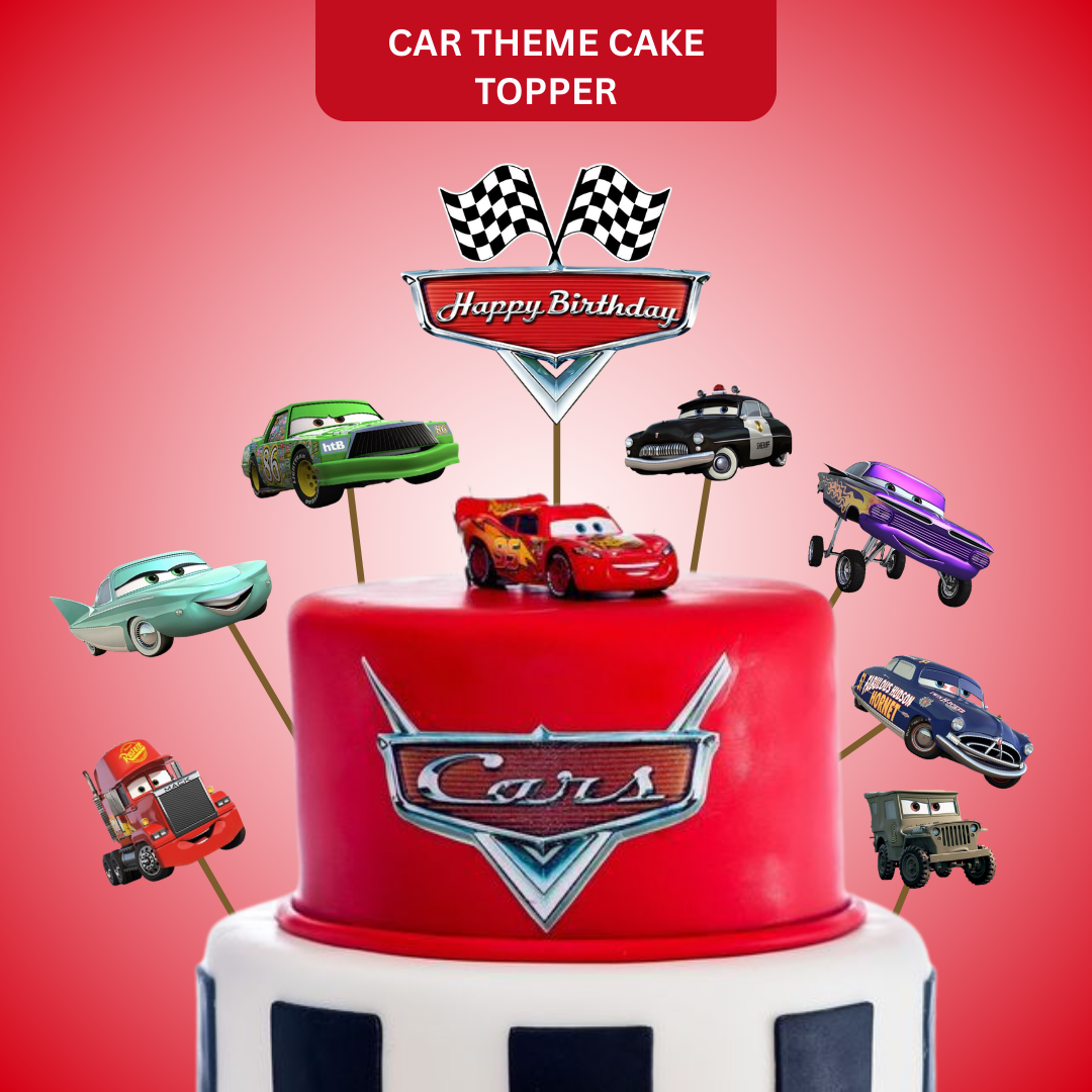 Racing Car Theme Party Cake Toppers - 8PC