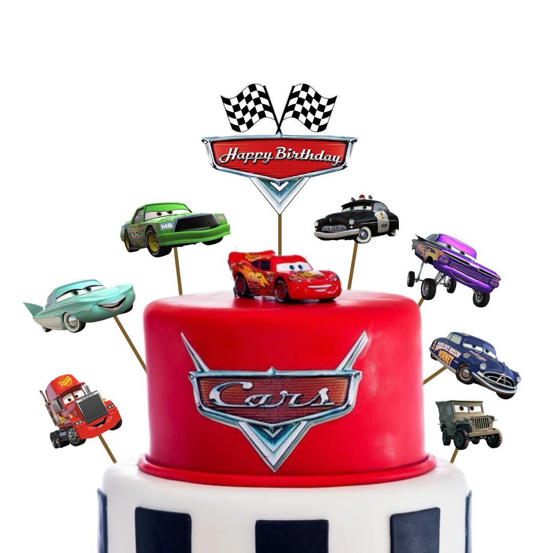 Racing Car Theme Party Cake Toppers - 8PC