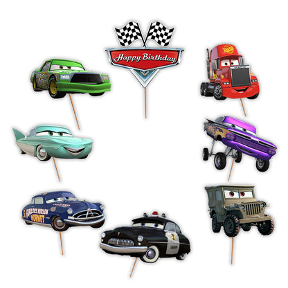 Racing Car Theme Party Cake Toppers - 8PC