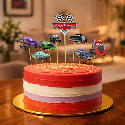 Racing Car Theme Party Cake Toppers - 8PC