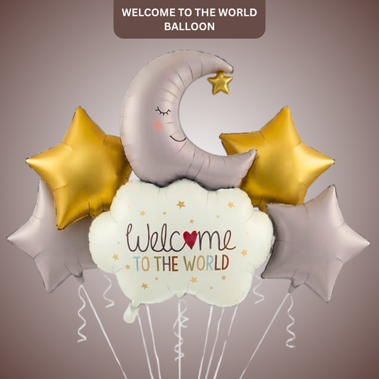 Welcome to The World Baby Arrival Balloons Set - Set of 5
