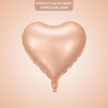 Apricot Heart Shaped Foil Balloon 1 Pc | Pastel Matte Finish Balloon | Romantic Decoration for Valentine, Anniversary & Proposal