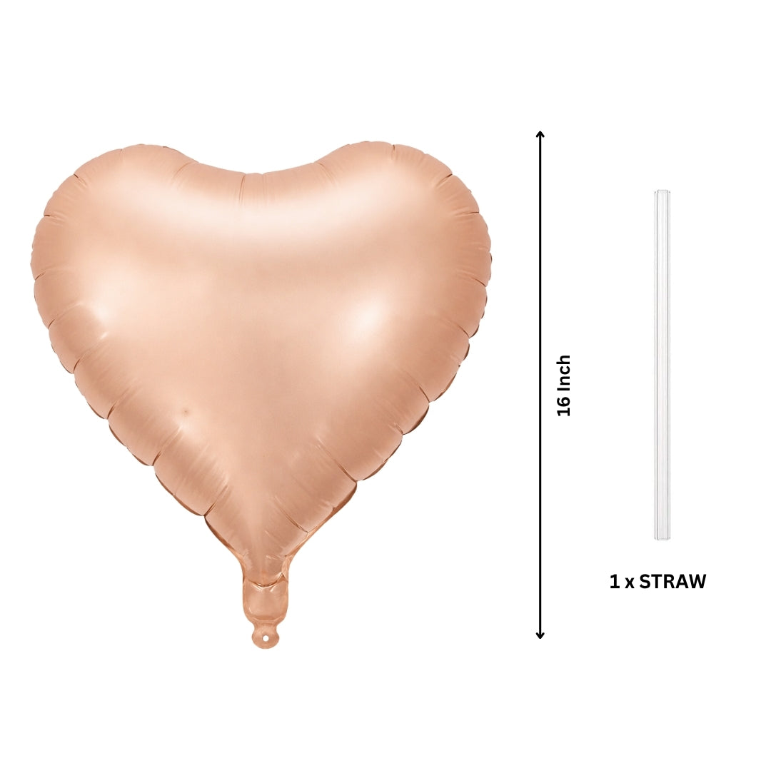 Apricot Heart Shaped Foil Balloon 1 Pc | Pastel Matte Finish Balloon | Romantic Decoration for Valentine, Anniversary & Proposal