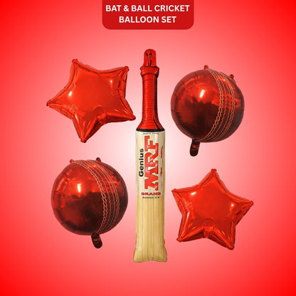 Cricket Theme Foil Balloon Set of 5 | Sports Party Balloons | Kids Birthday Cricket Decoration Kit