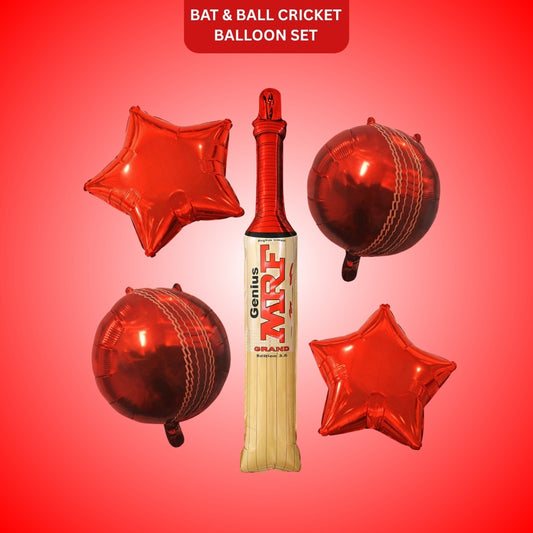 Cricket Theme Foil Balloon Set of 5 | Sports Party Balloons | Kids Birthday Cricket Decoration Kit