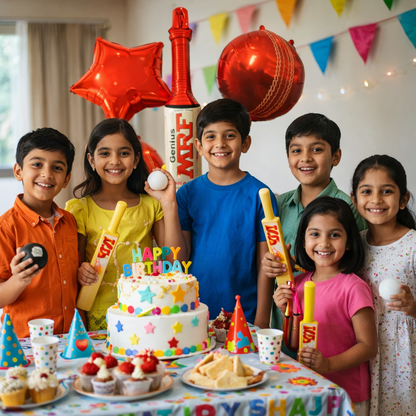 Cricket Theme Foil Balloon Set of 5 | Sports Party Balloons | Kids Birthday Cricket Decoration Kit