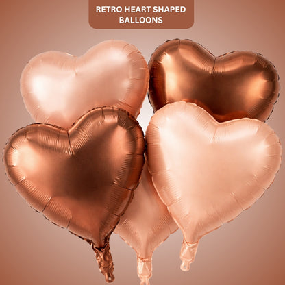 Retro Heart Shaped Balloons - Set of 5