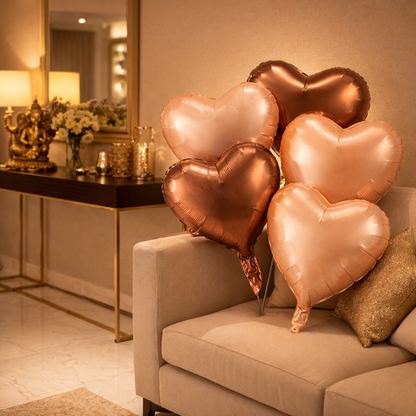 Retro Heart Shaped Balloons - Set of 5