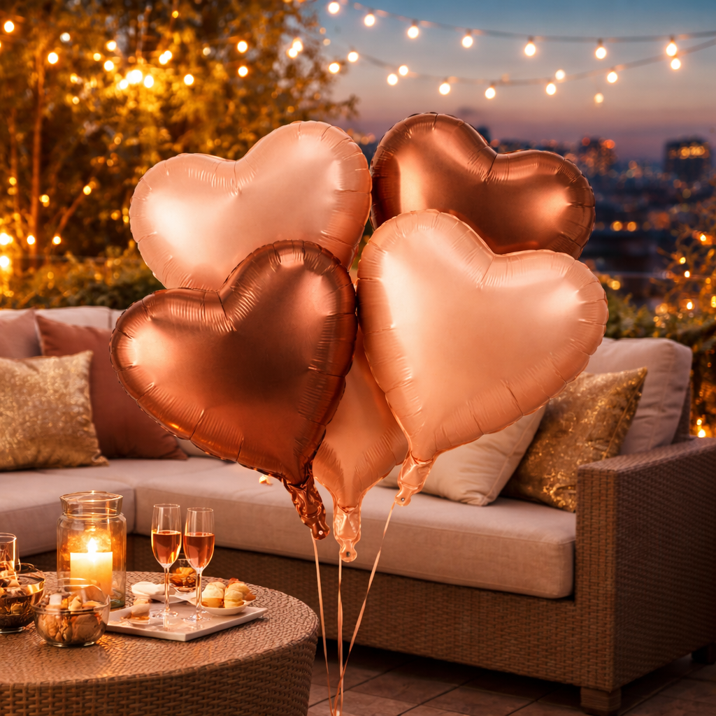 Retro Heart Shaped Balloons - Set of 5
