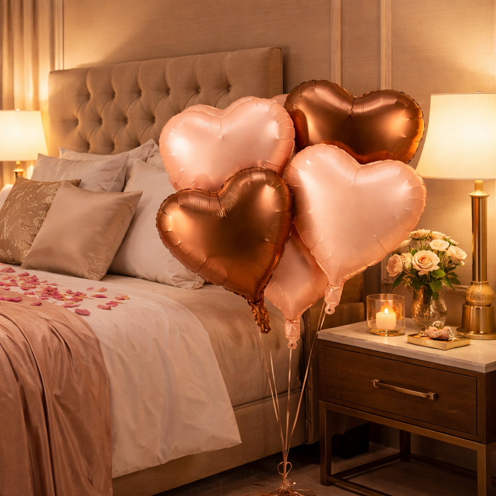Retro Heart Shaped Balloons - Set of 5