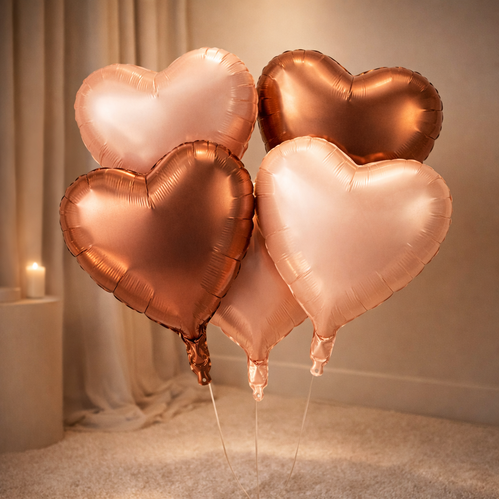 Retro Heart Shaped Balloons - Set of 5