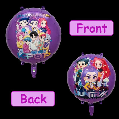 Korean Pop Demon Huntrix Theme Foil Balloon Set of 5 | Music Theme Party Balloons | Kids Birthday Decoration