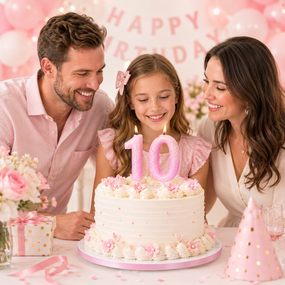 Glitter Designer Pink Candle Number 0 | Cake Candles