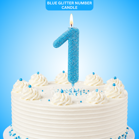 Glitter Designer Blue Candle No. 1