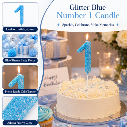 Glitter Designer Blue Candle No. 1