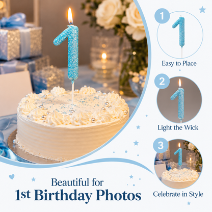 Glitter Designer Blue Candle No. 1