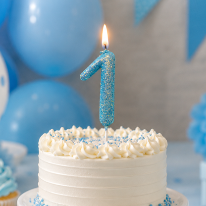 Glitter Designer Blue Candle No. 1