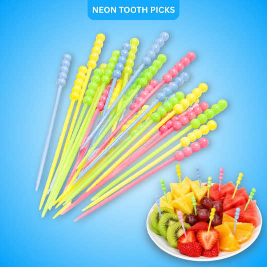Neon Tooth Picks - 50PC | Starter Picks | Fruit or Snack Serving Picks