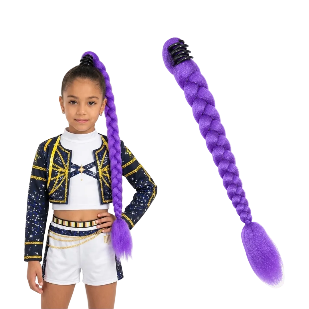 K-Pop Idol Purple Ponytail Cosplay Wig – 26” Heat Resistant Lavender High-Tail Stage Wig for Concerts or Cosplay Look