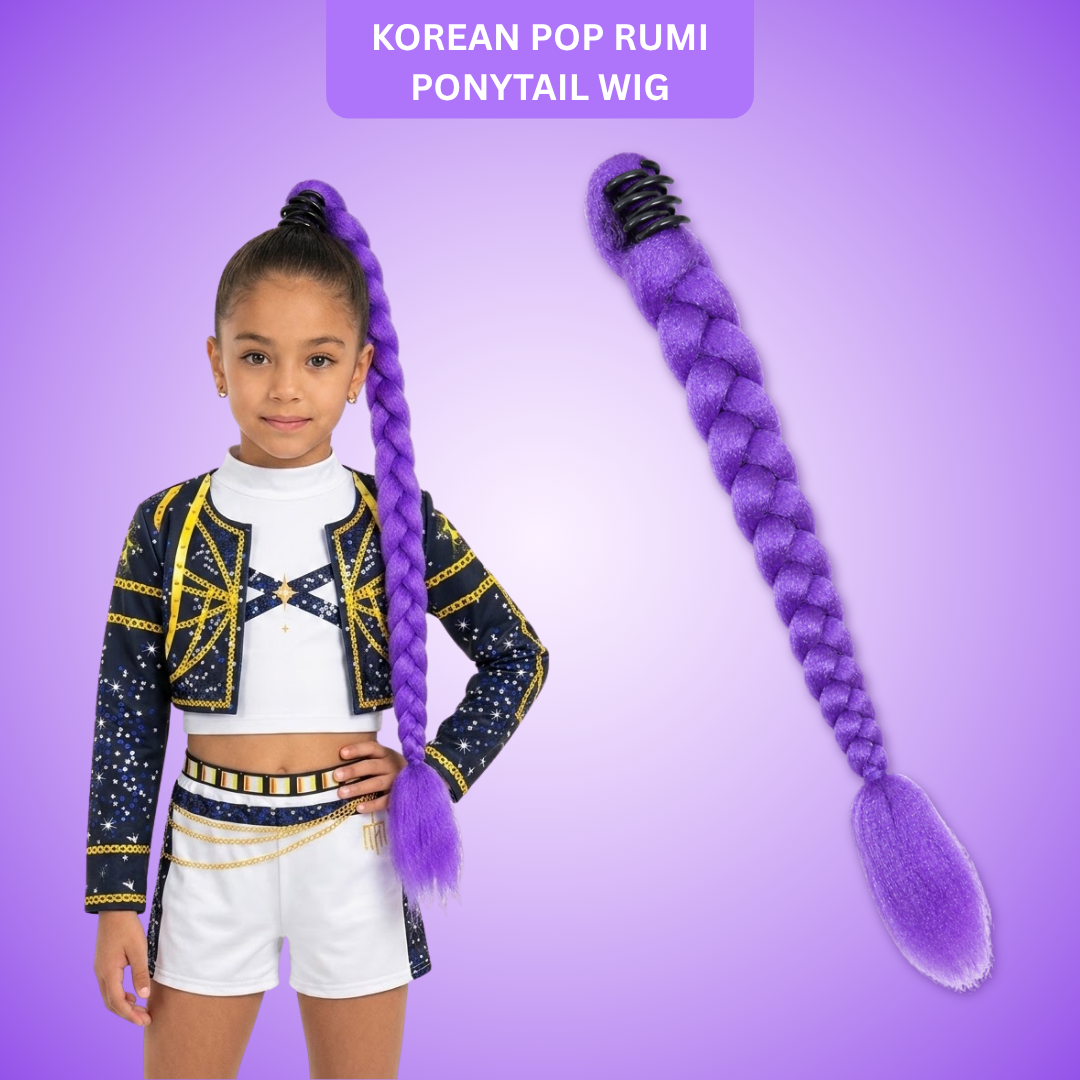 K-Pop Idol Purple Ponytail Cosplay Wig – 26” Heat Resistant Lavender High-Tail Stage Wig for Concerts or Cosplay Look